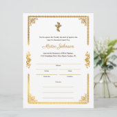 Gouden accenten Elegant Katholiek Doopcertificaat (Staand voorkant)