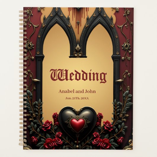 Gouden accenten, rode rozen en een hart: planner (Voorkant)