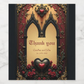 Gouden accenten, rode rozen en een hart: wijn etiket (Enkel label)