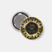Gouden achtergrond en zwart damast- Gouden Jubileu Magneet (Voorkant / Achterkant)