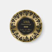 Gouden achtergrond en zwart damast- Gouden Jubileu Magneet (Voorkant)