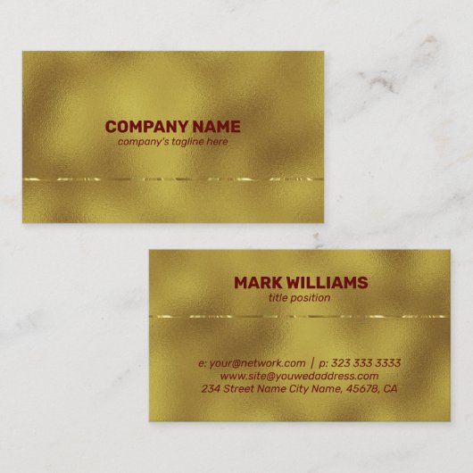Gouden achtergrond glanzend metallic accent visitekaartje (Voorkant / Achterkant)