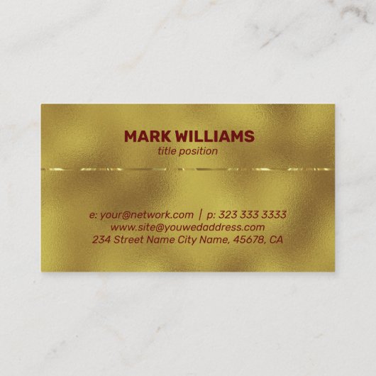 Gouden achtergrond glanzend metallic accent visitekaartje (Achterkant)