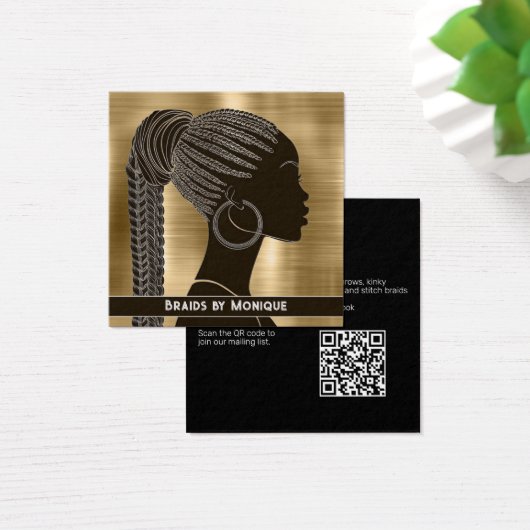 Gouden Achtergrond Hair Braider Visitekaartje (Bureau)