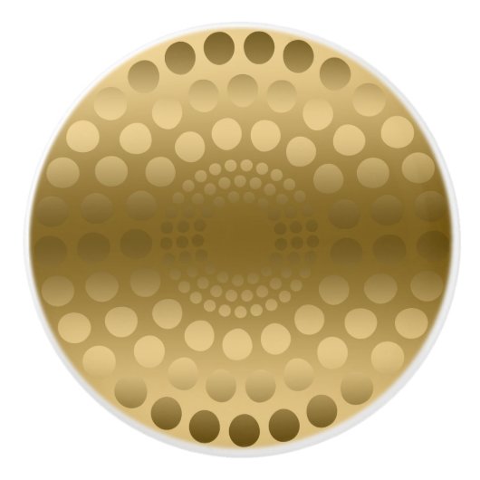 Gouden achtergrond met gouden Stippen cirkel Keramische Knop (Voorkant)