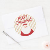Gouden achtergrond Rode Vrolijke Kerstmis Kerstman Ronde Sticker (Envelop)