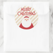 Gouden achtergrond Rode Vrolijke Kerstmis Kerstman Ronde Sticker (Tas)