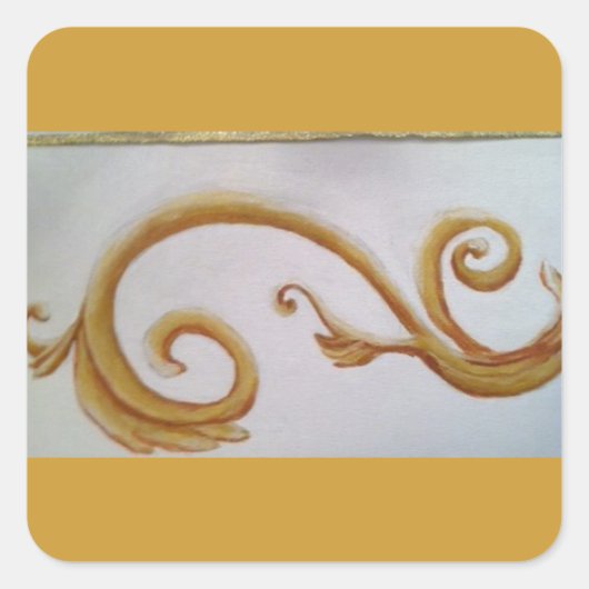 Gouden achtergrond scroll ontwerp door Billips Vierkante Sticker (Voorkant)