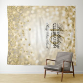 Gouden achtergrond Sweet 16 lichten confetti Wandkleed (In Situ (horizontaal))