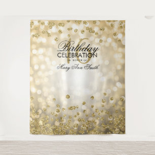 Gouden Achtergrond Sweet 16 Lichten Confetti Wandkleed