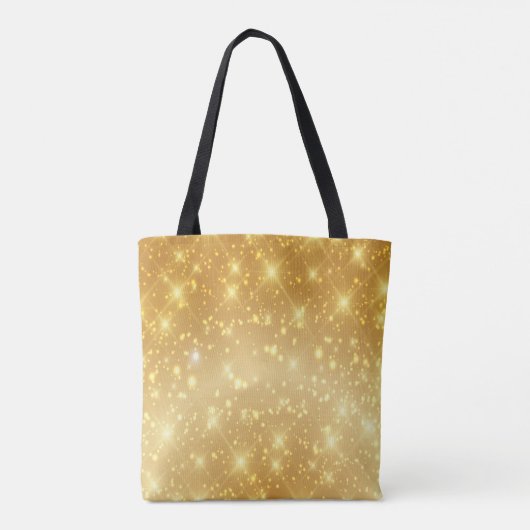 Gouden achtergrond Witte vonken Tote Bag (Achterkant)