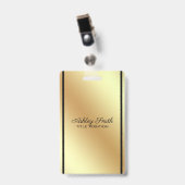 Gouden Achtergrond Zwarte Streep Badge (Voorzijde met clip)