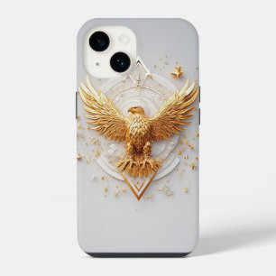 Gouden Adelaar Embleem met Decoratieve Sterren iPhone 14 Hoesje