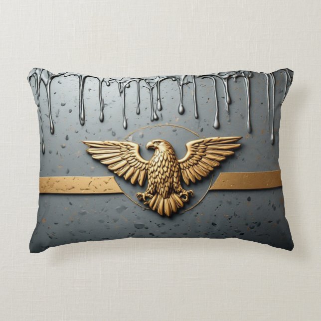 Gouden Adelaar Embleem Met Uitgespreide Vleugels Accent Kussen (Voorkant)