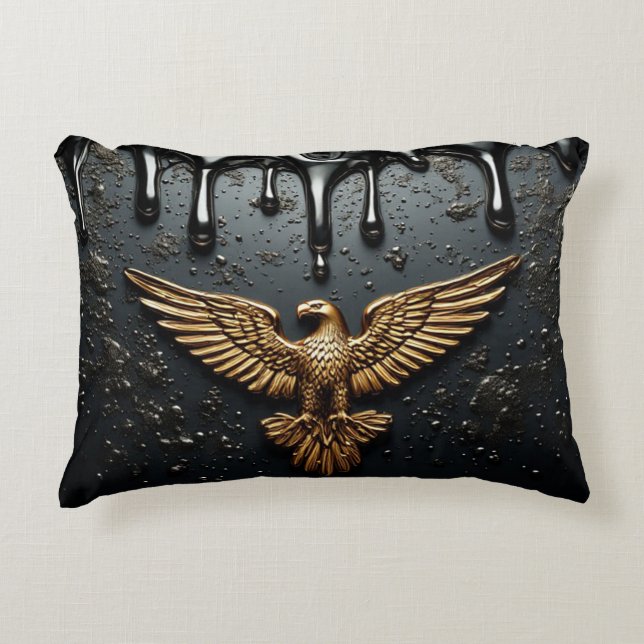 Gouden Adelaar Embleem Met Uitgespreide Vleugels Accent Kussen (Voorkant)