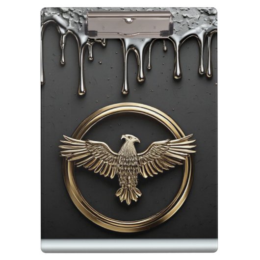 Gouden Adelaar Embleem Met Uitgespreide Vleugels Klembord (Voorkant)