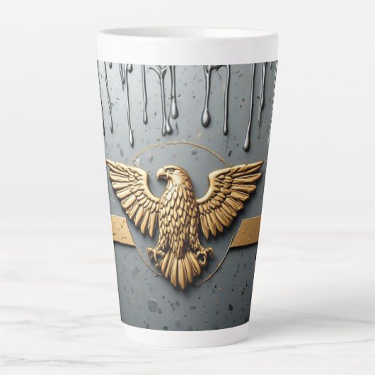 Gouden Adelaar Embleem Met Uitgespreide Vleugels Latte Mok (Voorkant)
