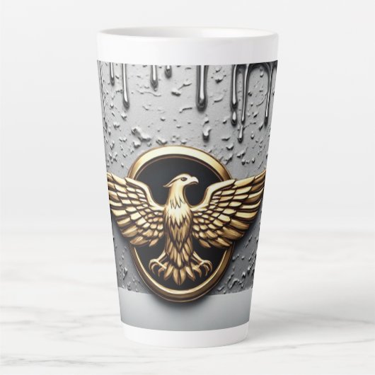 Gouden Adelaar Embleem Met Uitgespreide Vleugels Latte Mok (Voorkant)