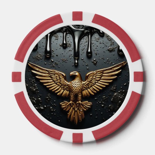 Gouden Adelaar Embleem Met Uitgespreide Vleugels Poker Chips (Voorkant)