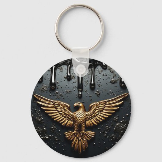 Gouden Adelaar Embleem Met Uitgespreide Vleugels Sleutelhanger (Voorkant)