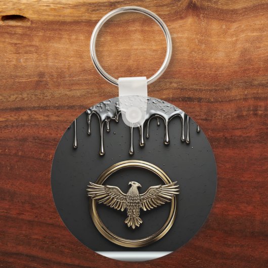 Gouden Adelaar Embleem Met Uitgespreide Vleugels Sleutelhanger (Voorkant)
