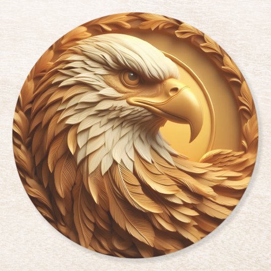 Gouden Adelaar Embleem Ronde Kartonnen Onderzetter (Voorkant)
