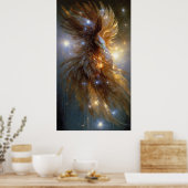 Gouden adelaar in diamanten vuurvlucht poster (Keuken)