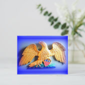 Gouden adelaar op blauw briefkaart (Staand voorkant)