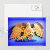 Gouden adelaar op blauw briefkaart (Voorkant / Achterkant)