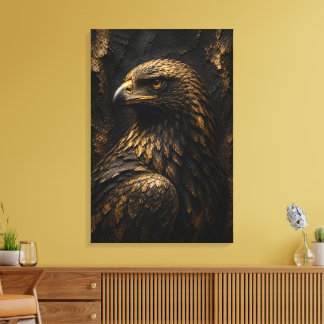 Gouden Adelaar Sculpturale 3D Luxe Kunst Canvas Afdruk