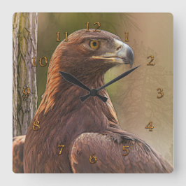 Gouden Adelaar “VOYAGER” Vierkante Wandklok