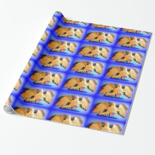 gouden adelaars op blauw verpakkingspapier cadeaupapier