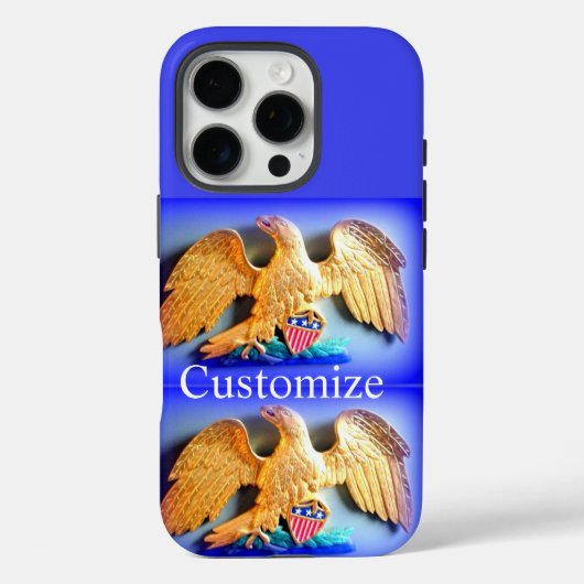 gouden adelaars op blauwe ifoondoos Case-Mate iPhone case (Achterkant)