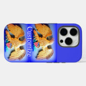 gouden adelaars op blauwe ifoondoos Case-Mate iPhone case (Achterkant (horizontaal))