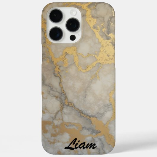 Gouden aderen in grijs marmer Case-Mate iPhone case (Achterkant)