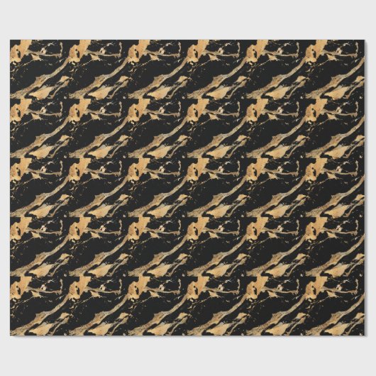 Gouden aderen op zwart marmer-Abstracte Luxe textu Cadeaupapier (Vlak)