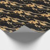 Gouden aderen op zwart marmer-Abstracte Luxe textu Cadeaupapier (Hoek)
