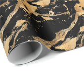 Gouden aderen op zwart marmer-Abstracte Luxe textu Cadeaupapier (Rol Hoek)