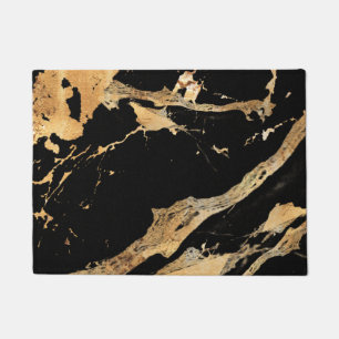Gouden aderen op zwart marmer-Abstracte Luxe textu Deurmat