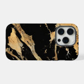 Gouden aderen op zwart marmer-Abstracte Luxe textu iPhone Hoesje (Achterkant horizontaal)