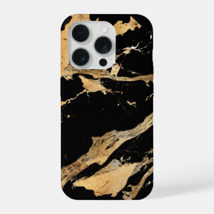 Gouden aderen op zwart marmer-Abstracte Luxe textu iPhone 15 Pro Case
