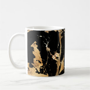 Gouden aderen op zwart marmer-Abstracte Luxe textu Koffiemok