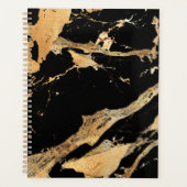 Gouden aderen op zwart marmer-Abstracte Luxe textu Planner (Voorkant)