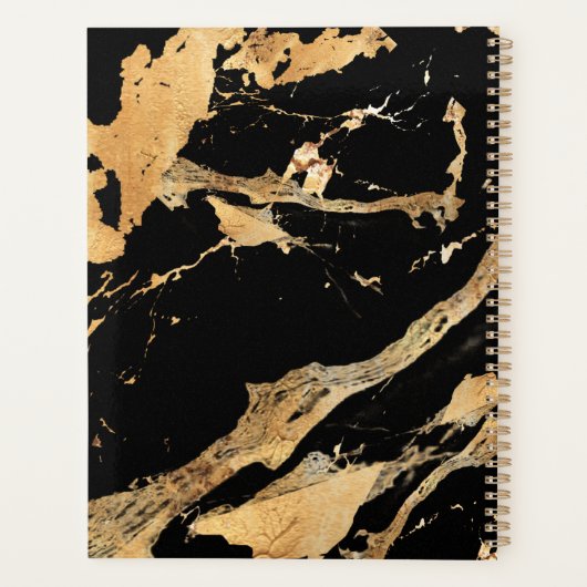 Gouden aderen op zwart marmer-Abstracte Luxe textu Planner (Achterkant)