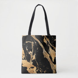 Gouden aderen op zwart marmer-Abstracte Luxe textu Tote Bag