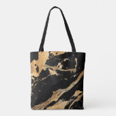 Gouden aderen op zwart marmer-Abstracte Luxe textu Tote Bag (Achterkant)
