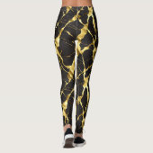 Gouden aders in zwarte marmeren Leggings - Rich (Achterkant)