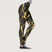Gouden aders in zwarte marmeren Leggings - Rich (Rechts)