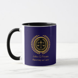 Gouden advocaatschalen van justitie aangepaste mok