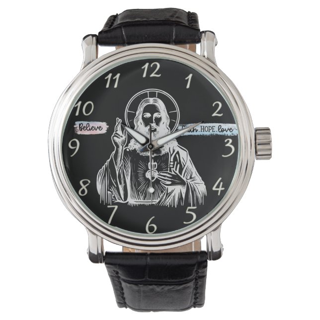 Gouden afbeelding van Jezus in religieuze kunst Horloge (Voorkant)